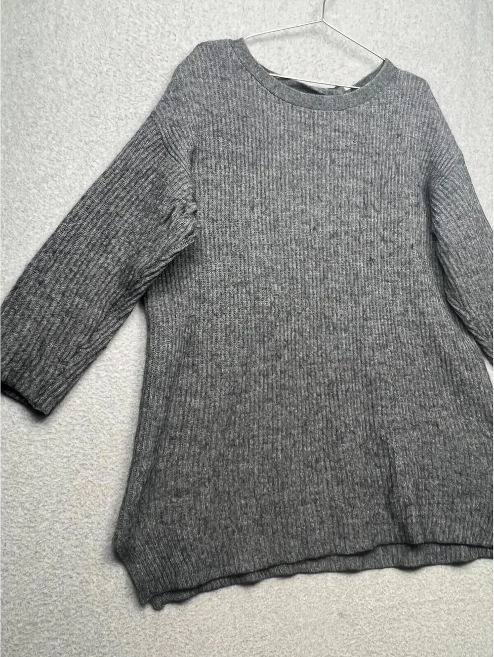 J Crew Alpaca Wool Tunic Shift Sweater Dress Ribbed Womens M Simple Modern